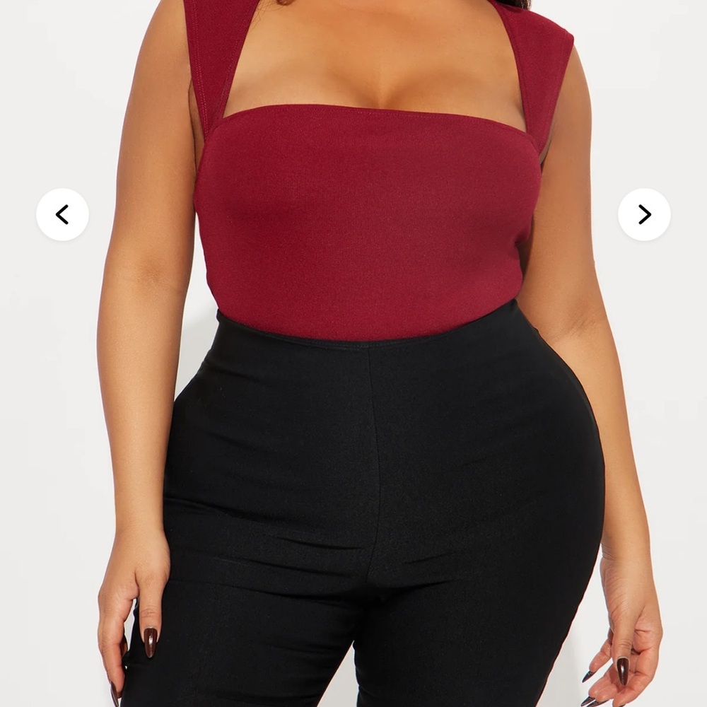 Fashion Nova Red Fitted Cut Out Bodysuit